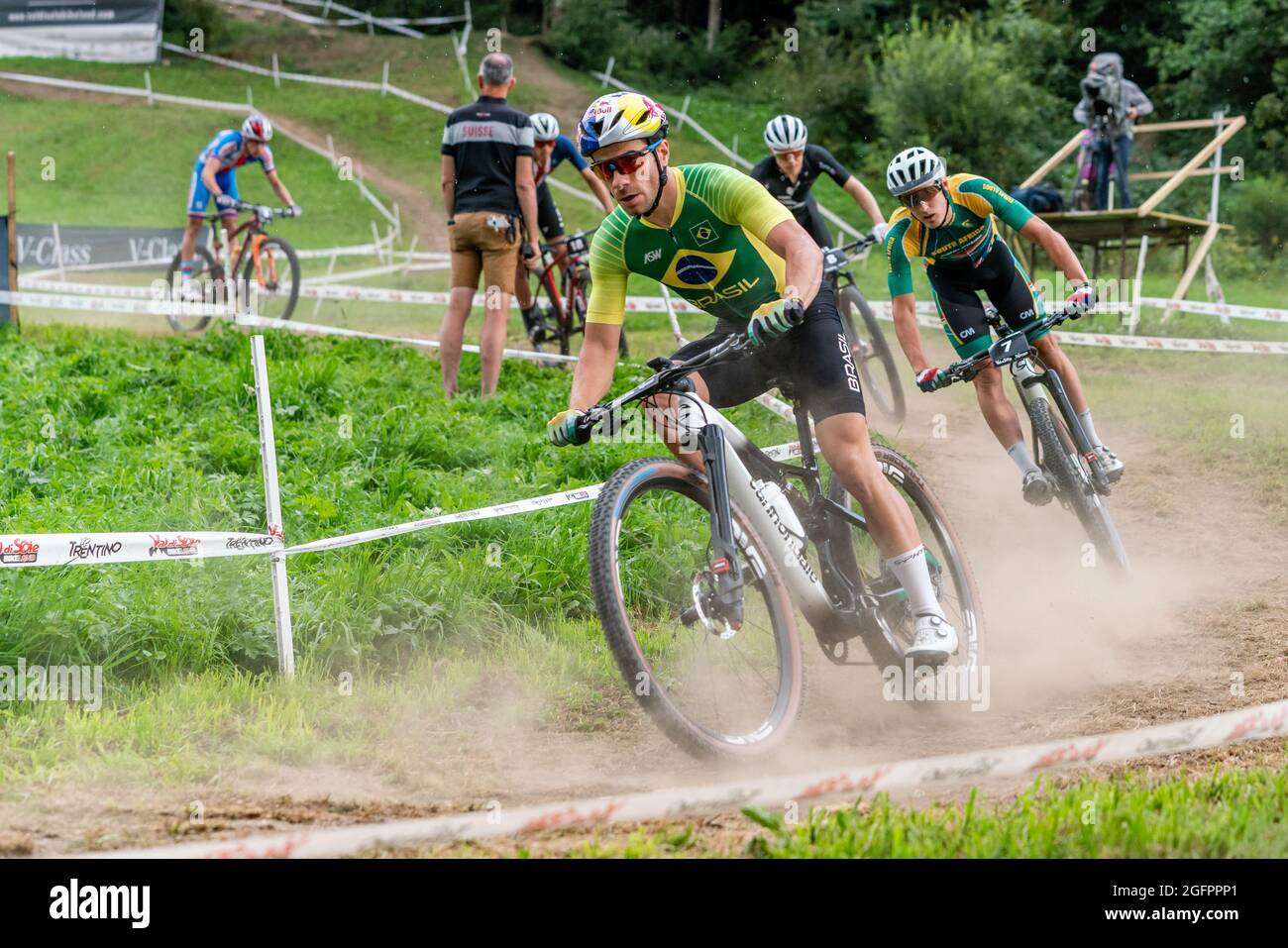 Henrique AVANCINI of Brazil, 2nd place elite men, during the Cross Country  Short Track XCC at the 2021 MTB World Championships, Mountain Bike cycling  event on August 26, 2021 in Val Di