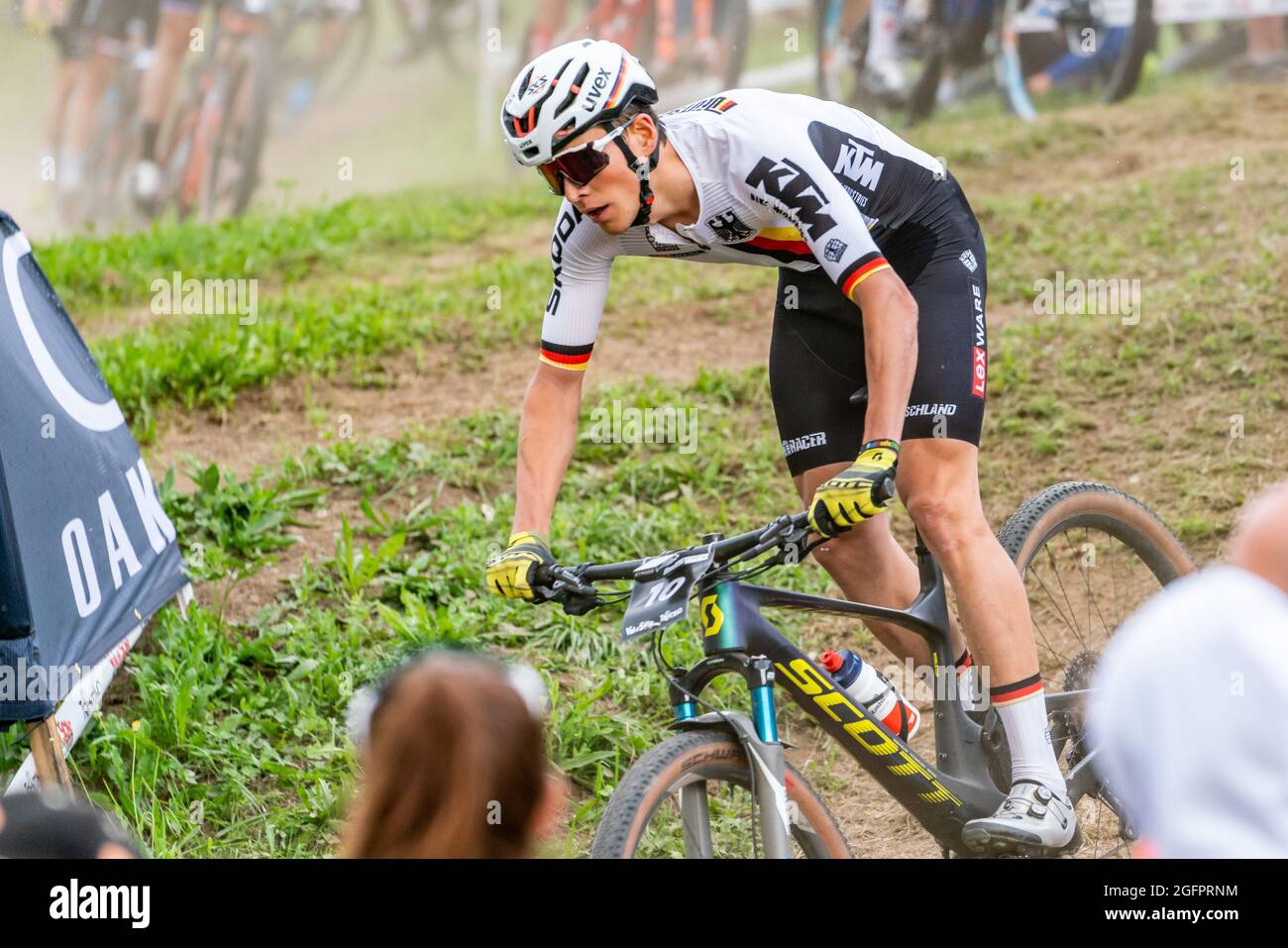 Maximilian BRANDL of Germany, 3rd place elite men, during the Cross Country  Short Track XCC at the 2021 MTB World Championships, Mountain Bike cycling  event on August 26, 2021 in Val Di