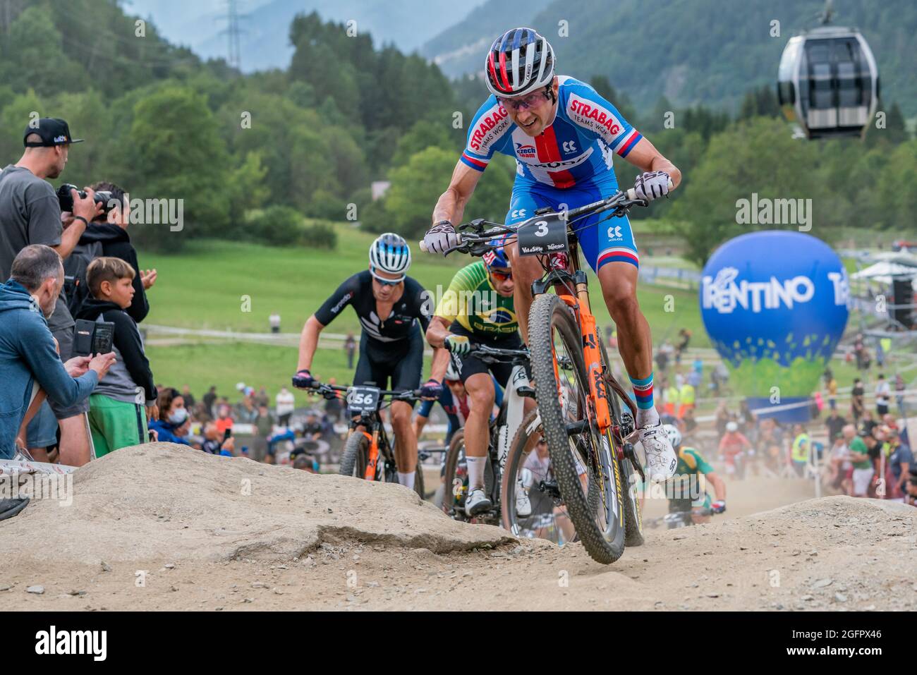 Ondrej CINK of the Czech Republic, 4th place, during the Cross Country Short Track XCC at the 2021 MTB World Championships, Mountain Bike cycling event on August 26, 2021 in Val Di Sole, Italy - Photo Olly Bowman / DPPI Stock Photo