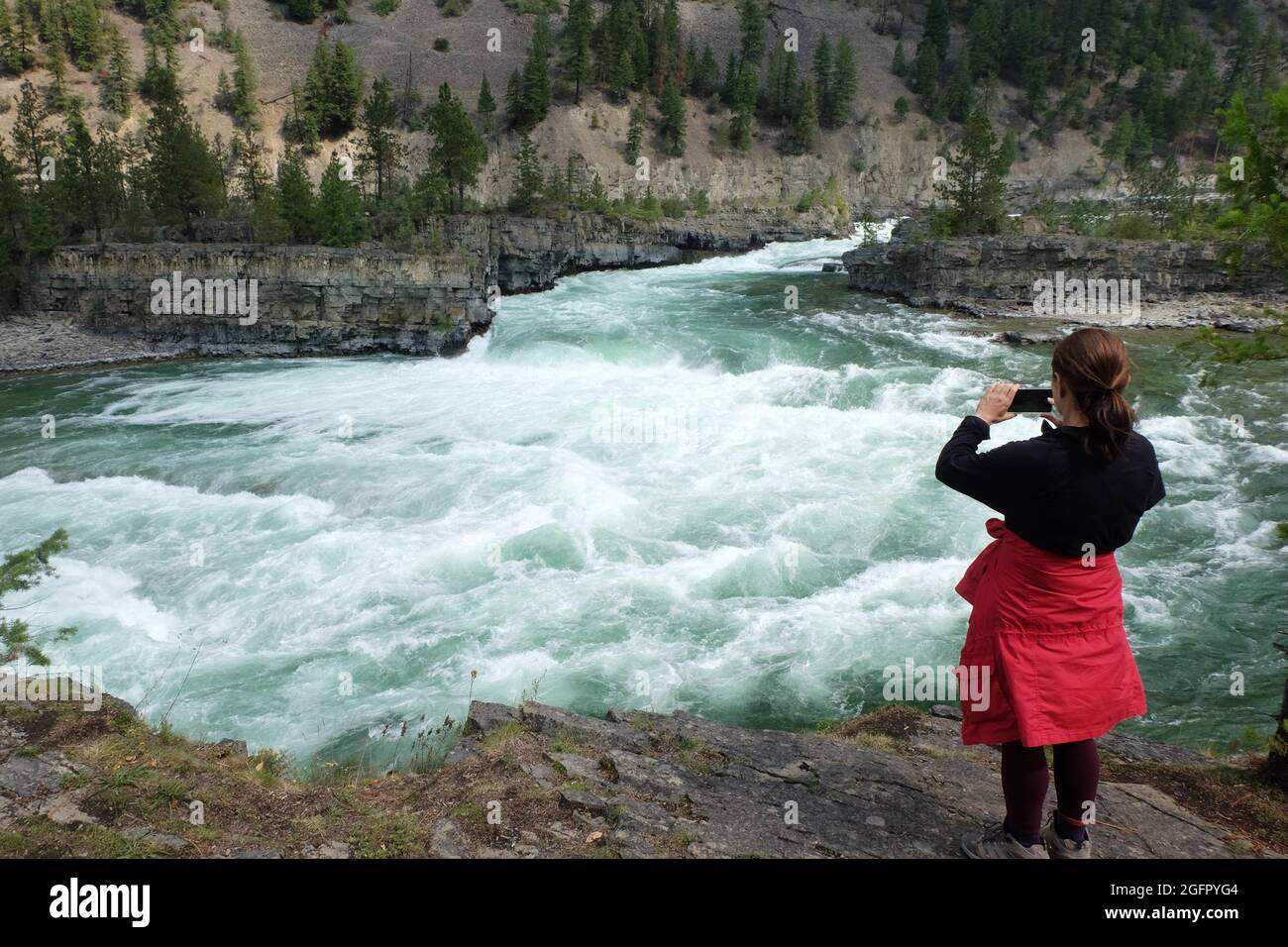 The Kootenai Falls Swinging Bridge and falls in Montana summer 2021 ...