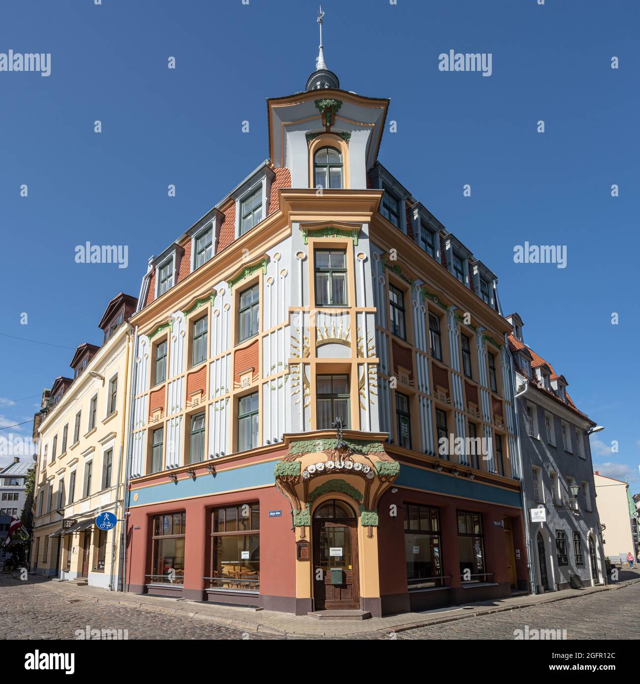 Riga, Latvia. 22 August 2021. the facade of an old building in the city center Stock Photo