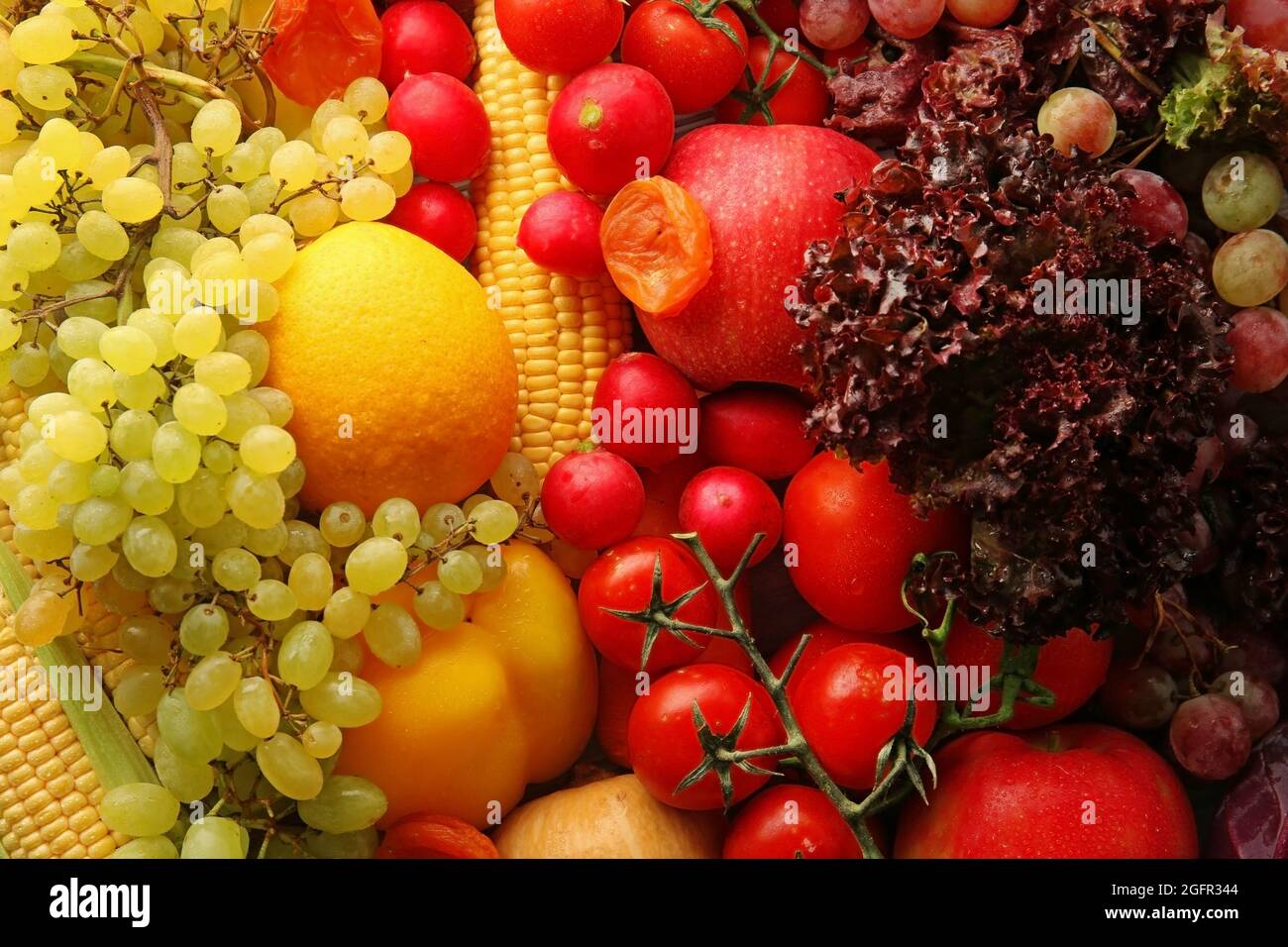 Fruits and vegetables background, closeup Stock Photo - Alamy