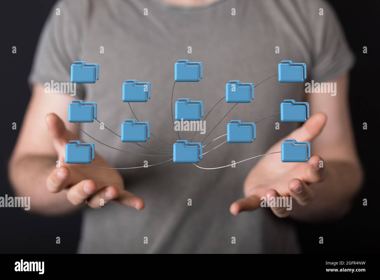 Person presenting the virtual projection of cloud computing concept Stock Photo