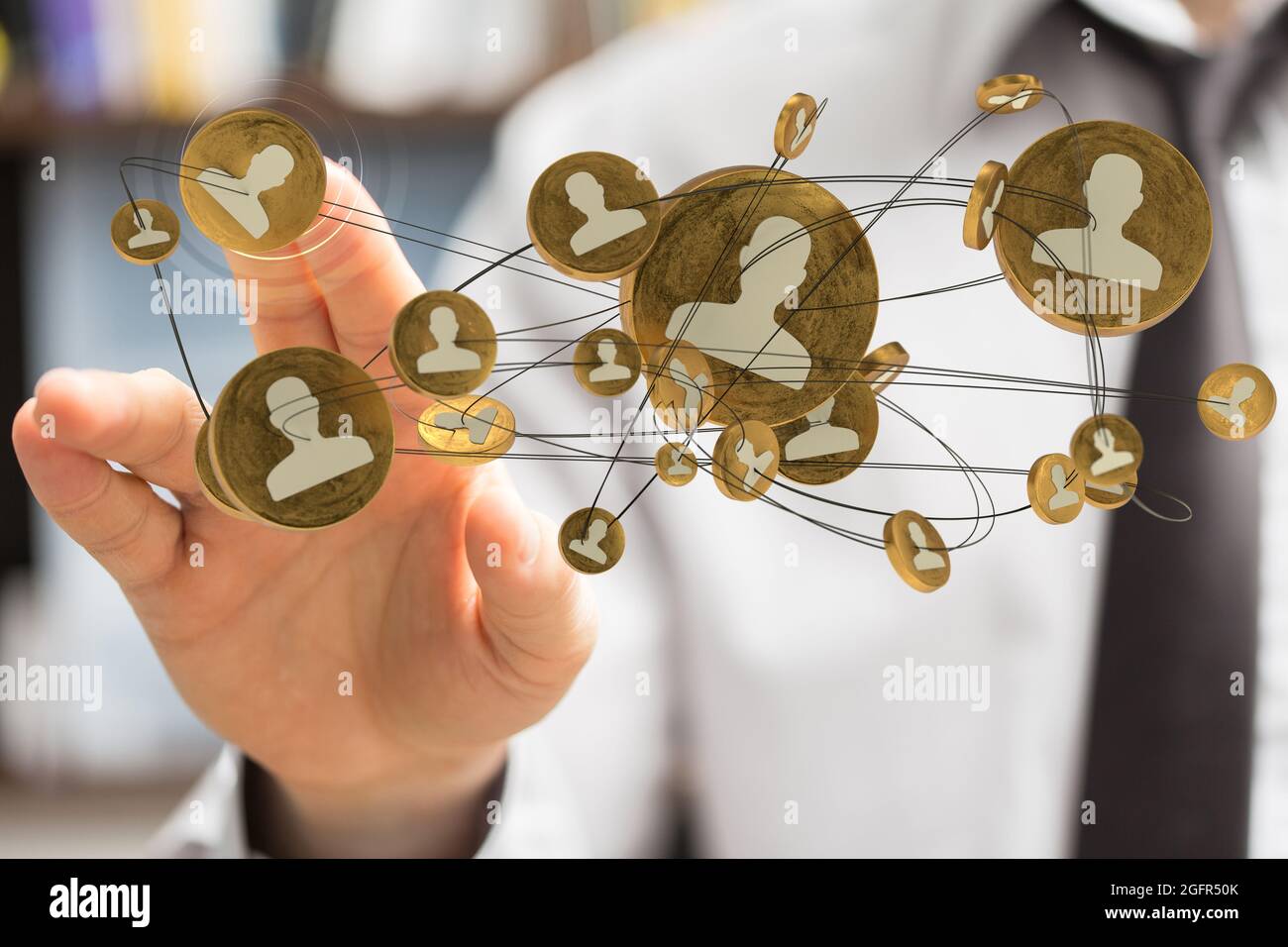 Person presenting the virtual projection of communications network ...