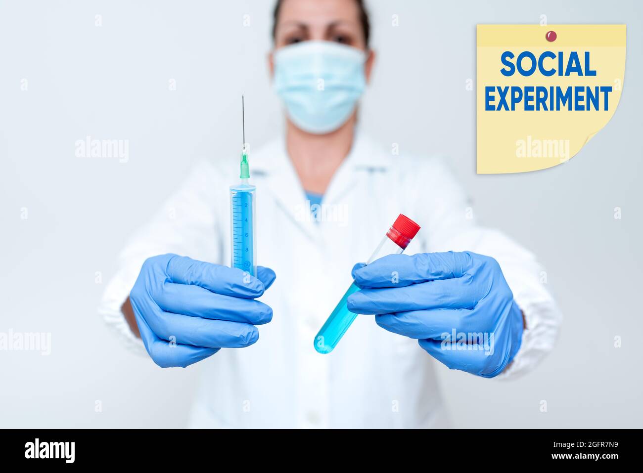 Text sign showing Social Experiment. Word Written on the research project conducted with human subjects Preparing Medical Vaccine Presenting New Stock Photo