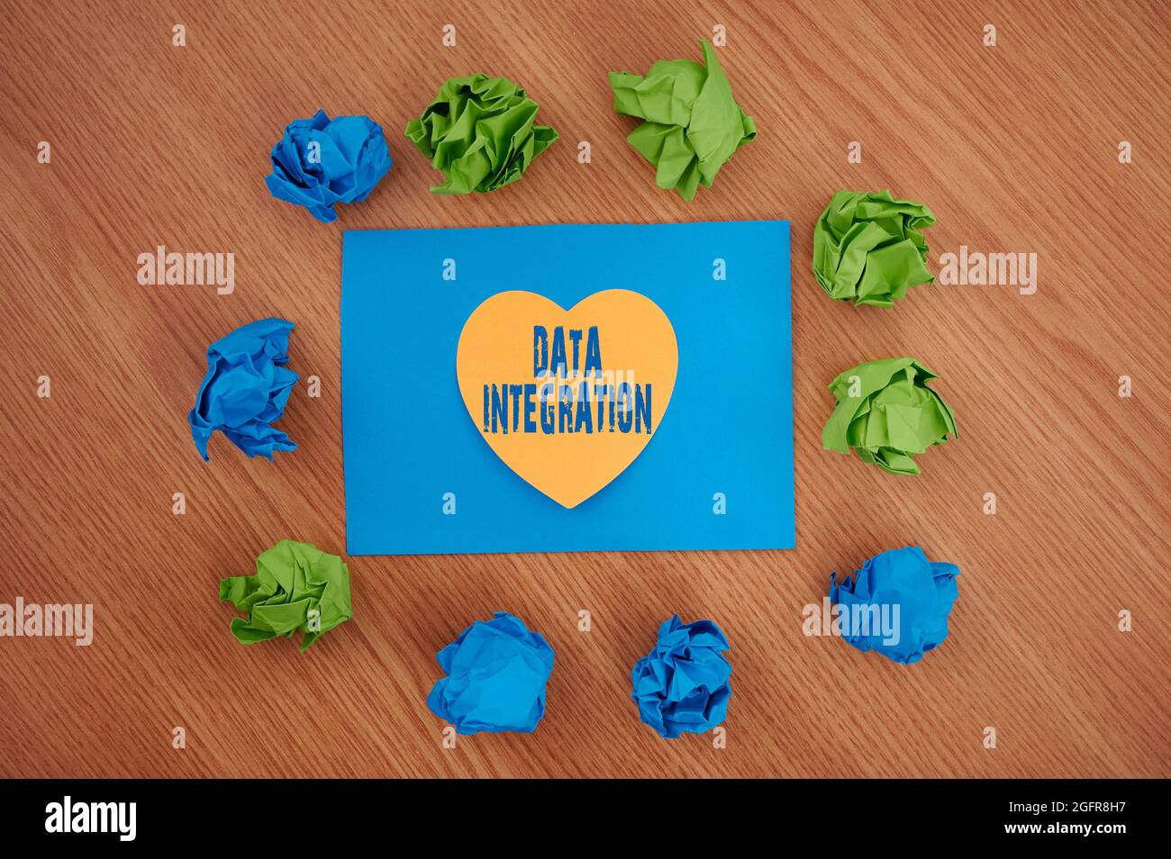 Sign displaying Data Integration. Business idea involves combining data residing in different sources Colorful Crumpled Papers Circular Pattern Stock Photo