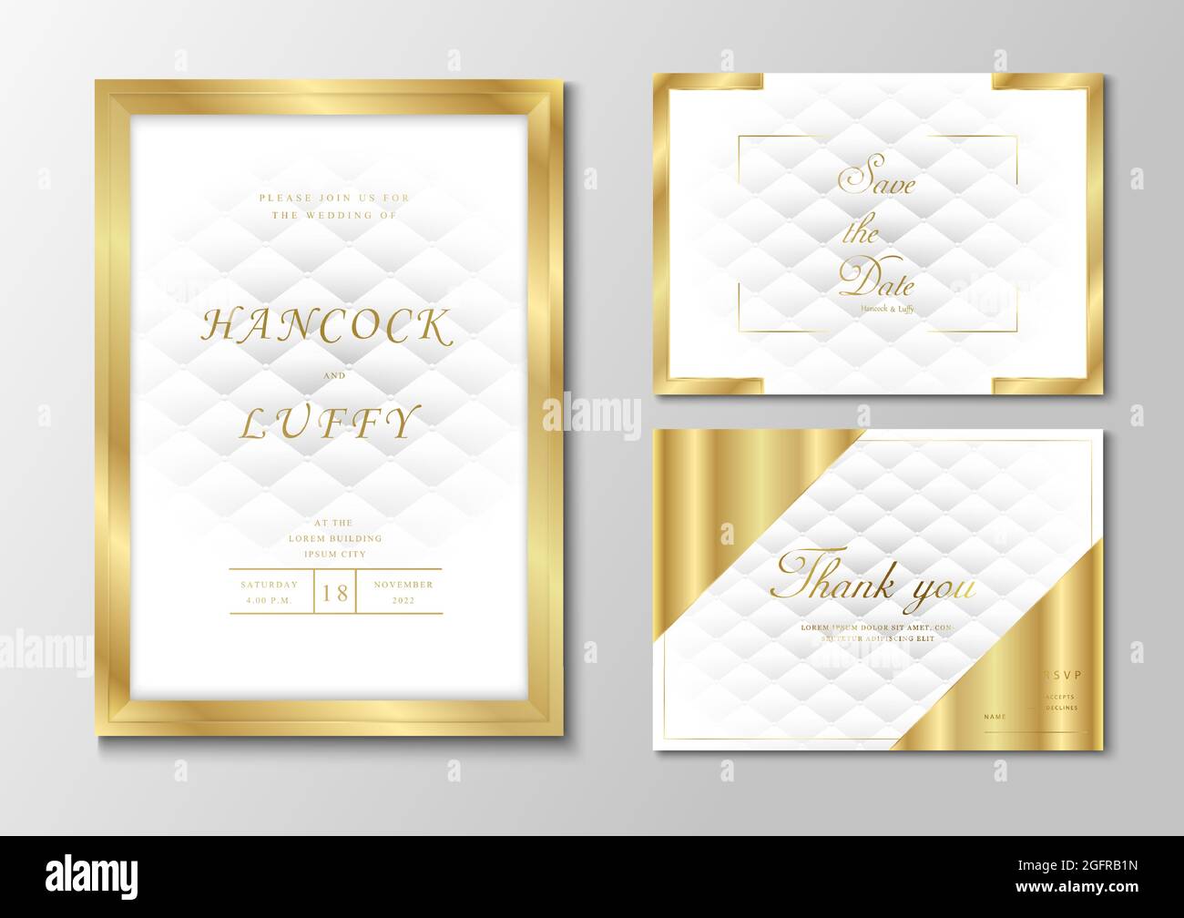 Elegant premium white wedding invitation card template. Geometric design  luxury background with golden frame Stock Vector Image & Art - Alamy