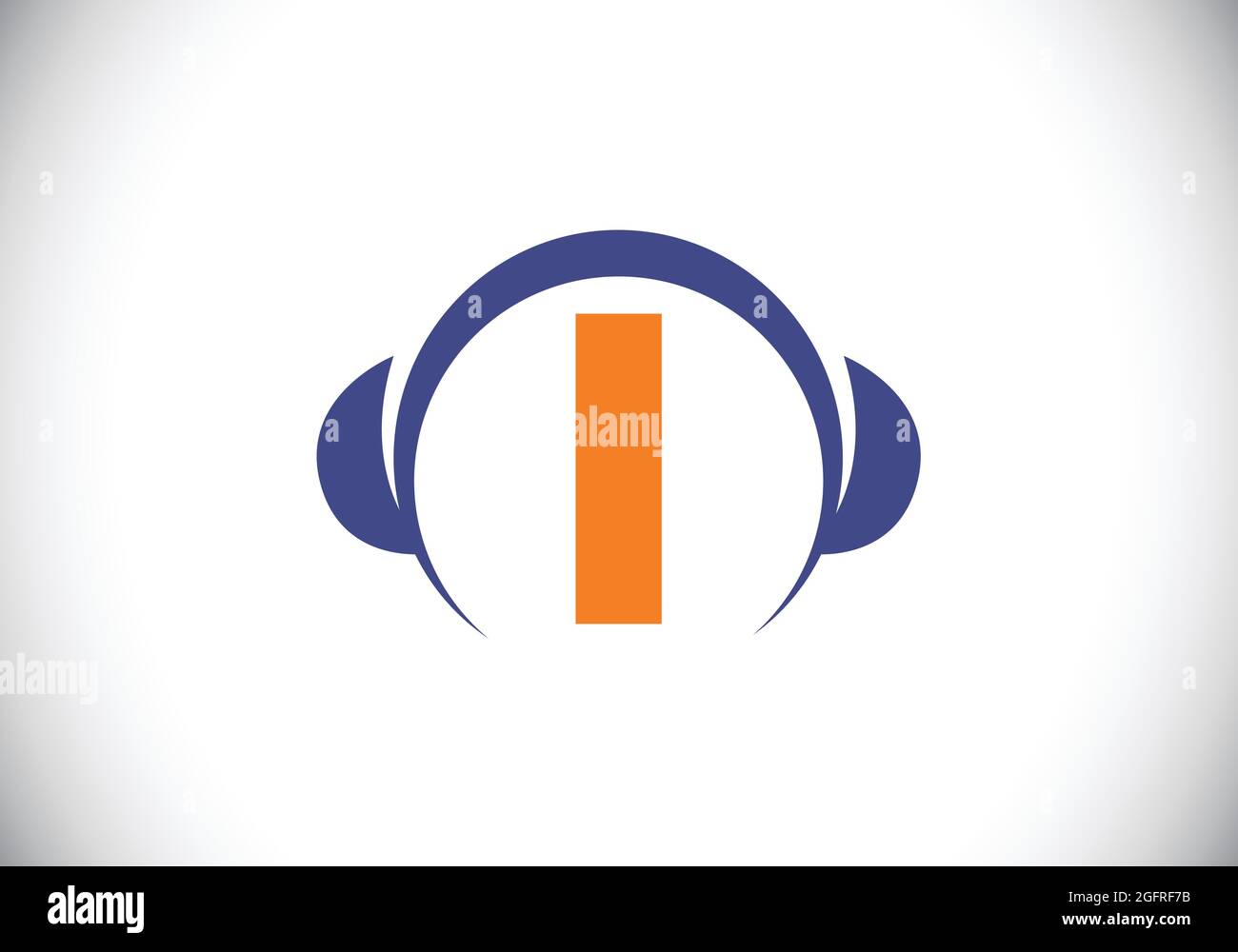 Initial I monogram alphabet with a headphone. Headphone Logo. Music