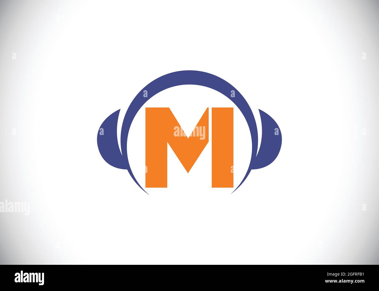 Initial M monogram alphabet with a headphone. Headphone Logo. Music sign symbol. Font emblem. Design element for poster, banner, t-shirt Stock Vector