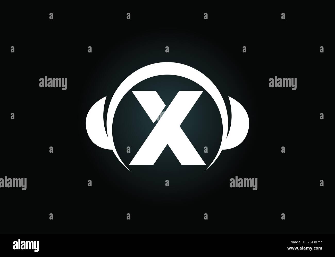 Initial X monogram alphabet with a headphone. Headphone Logo. Music sign symbol. Font emblem. Design element for poster, banner, t-shirt Stock Vector