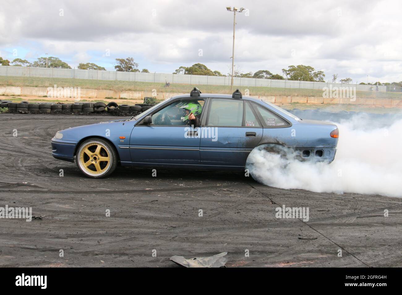 Heathcote Park Burnouts, Heathcote Park Raceway, Victoria, Australia Stock Photo