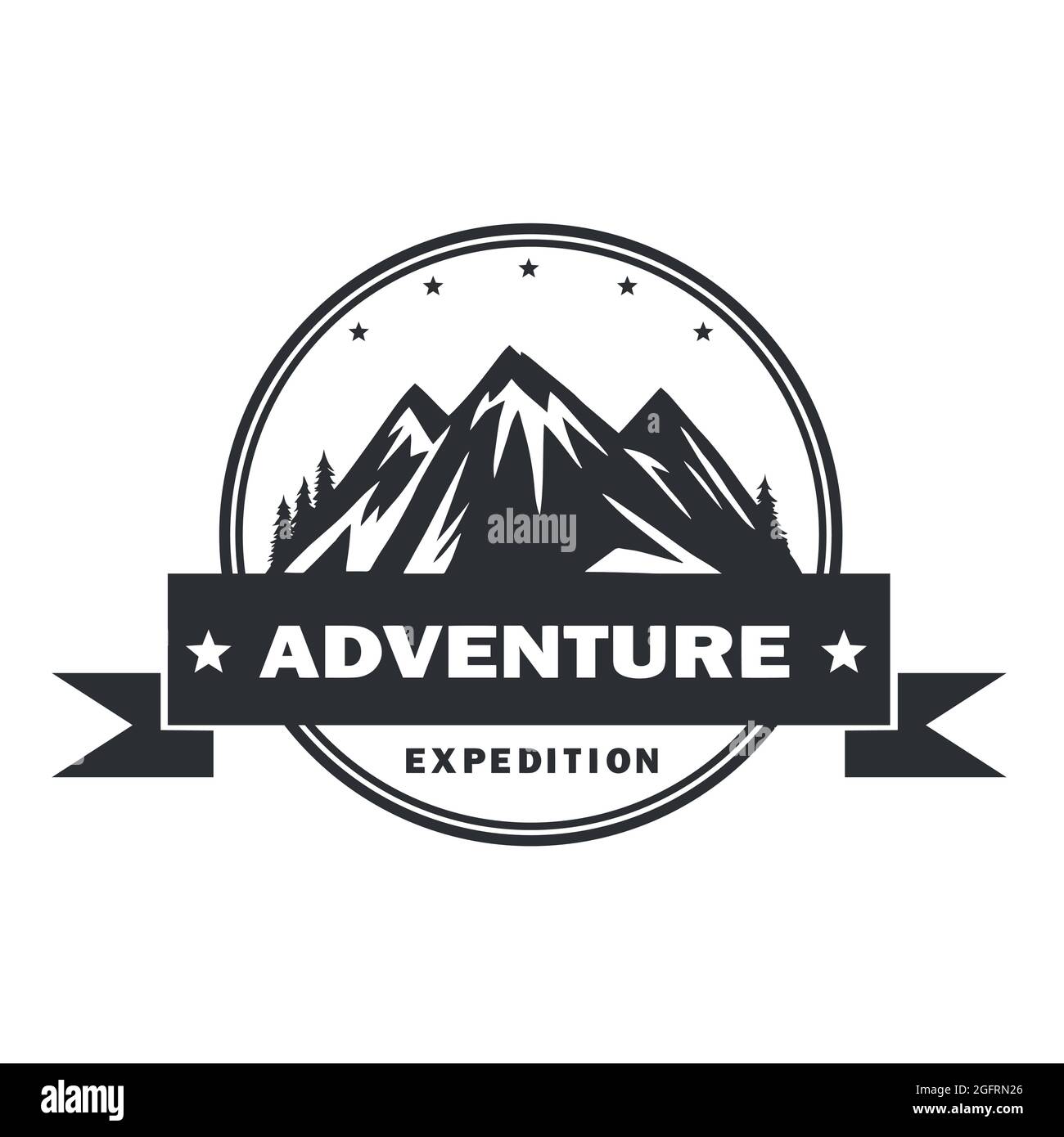 Mountain Adventure Logo Design Template Stock Vector