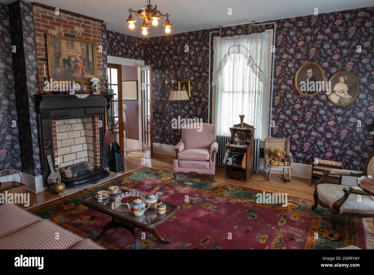 Beckley, West Virginia.  Beckley Exhibition Coal Mine, Superintendent's House Parlor, Sitting Room. Stock Photo