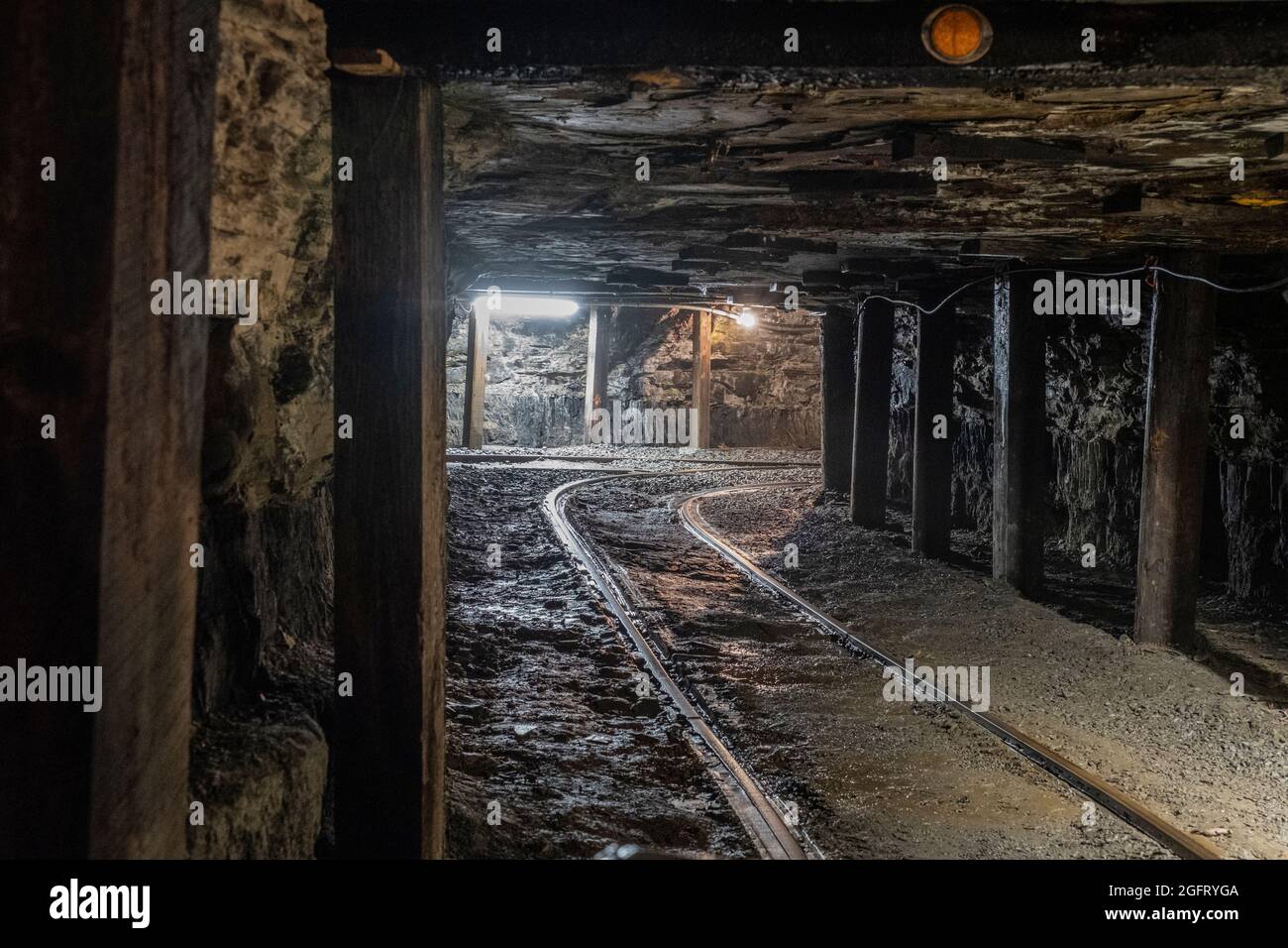 Beckley, West Virginia.  Beckley Exhibition Coal Mine, Inside the Mine. Stock Photo