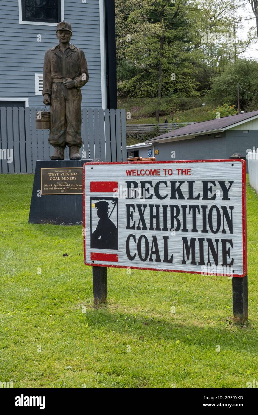 Beckley, West Virginia.  Beckley Exhibition Coal Mine and Miners' Statue. Stock Photo