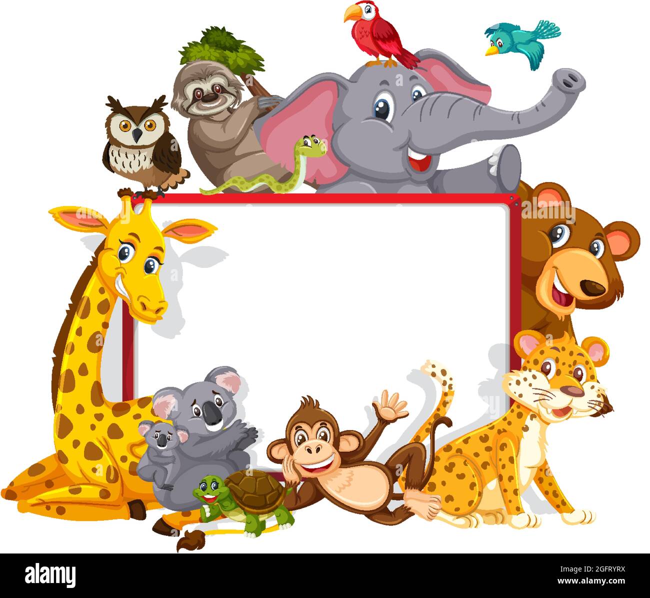 Empty banner with various wild animals illustration Stock Vector Image ...