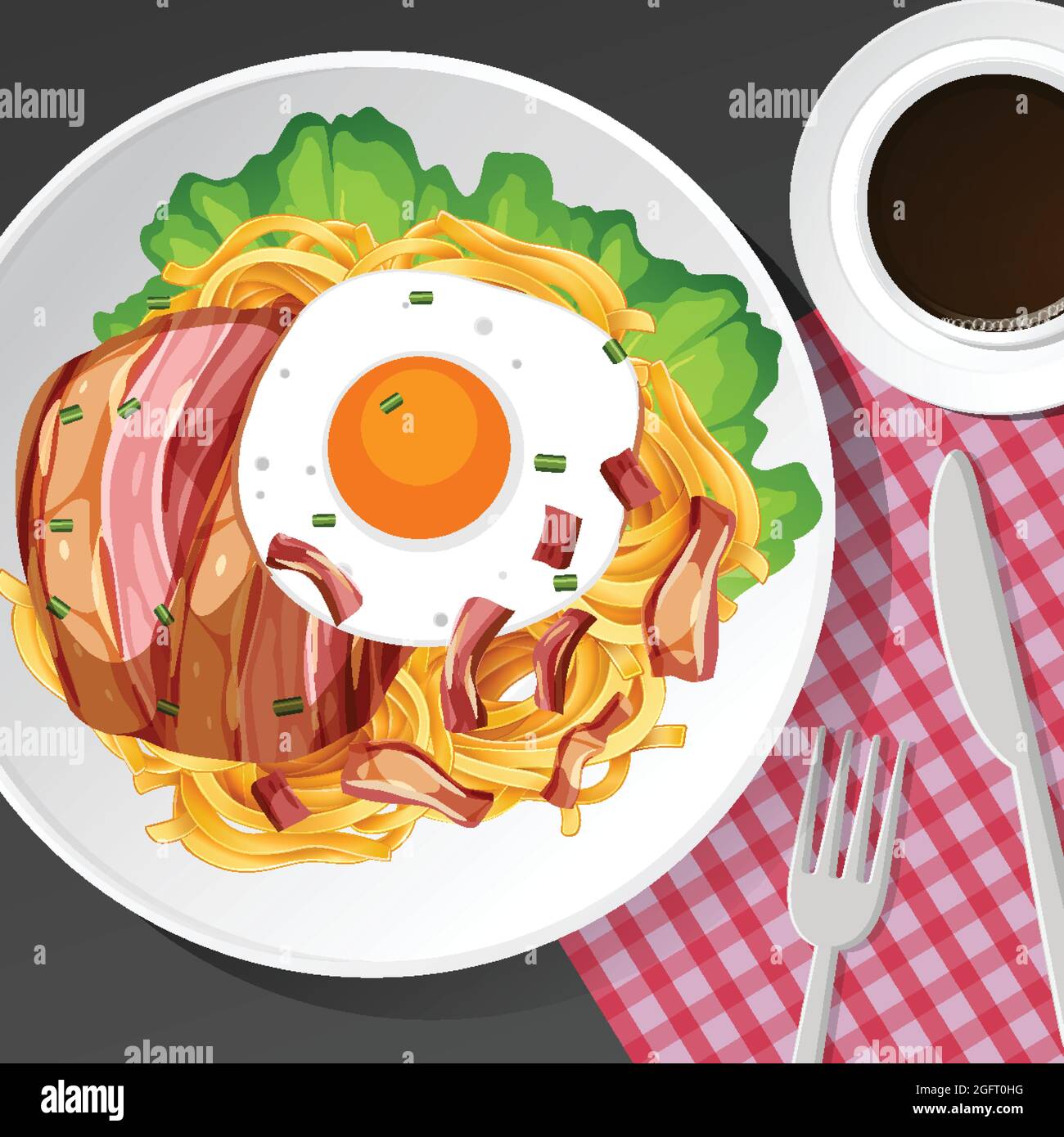 Healthy breakfast set on the table illustration Stock Vector Image ...