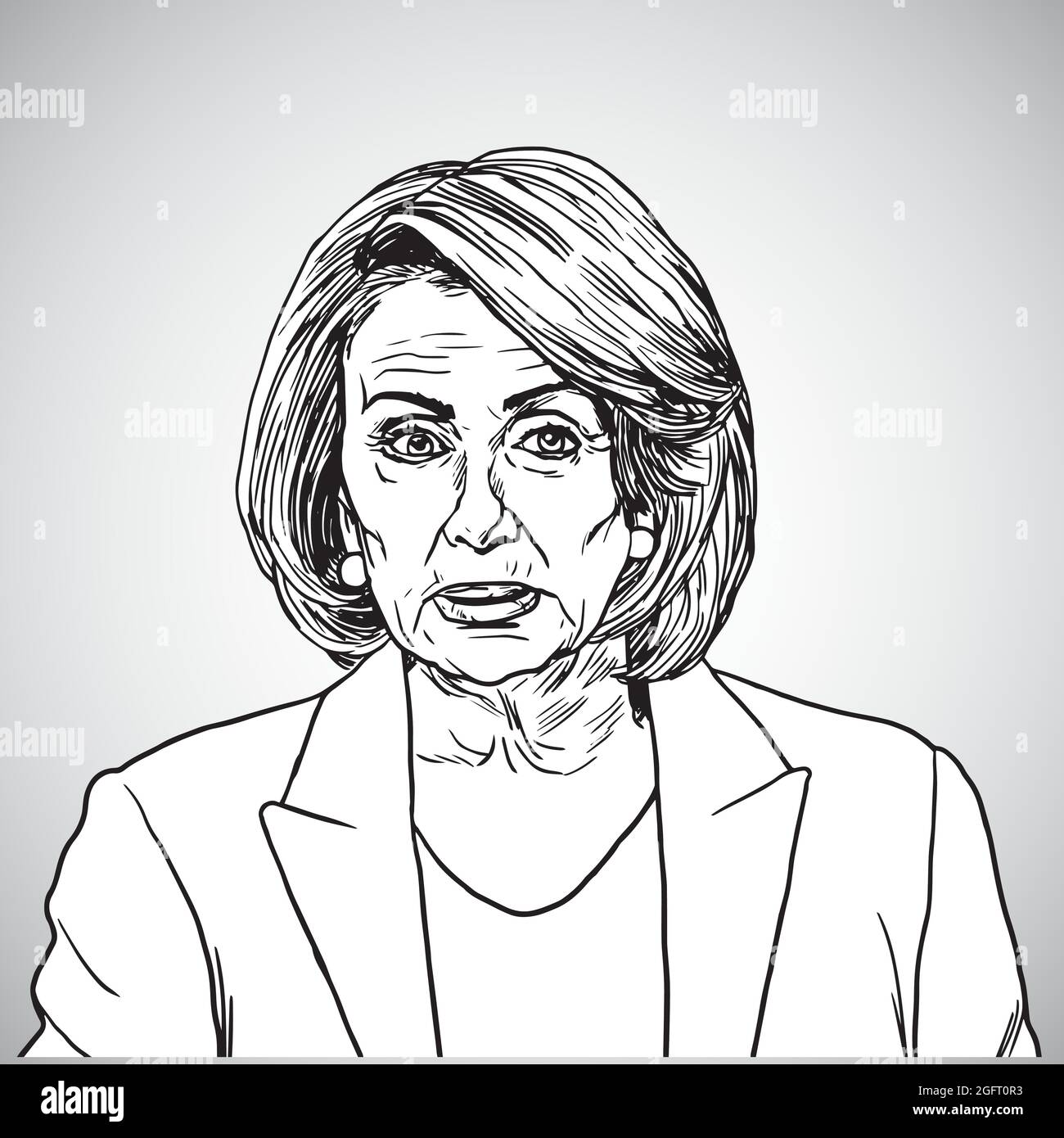 Nancy Pelosi Vector Portrait Drawing Illustration. San Francisco, December 29, 2017 Stock Vector