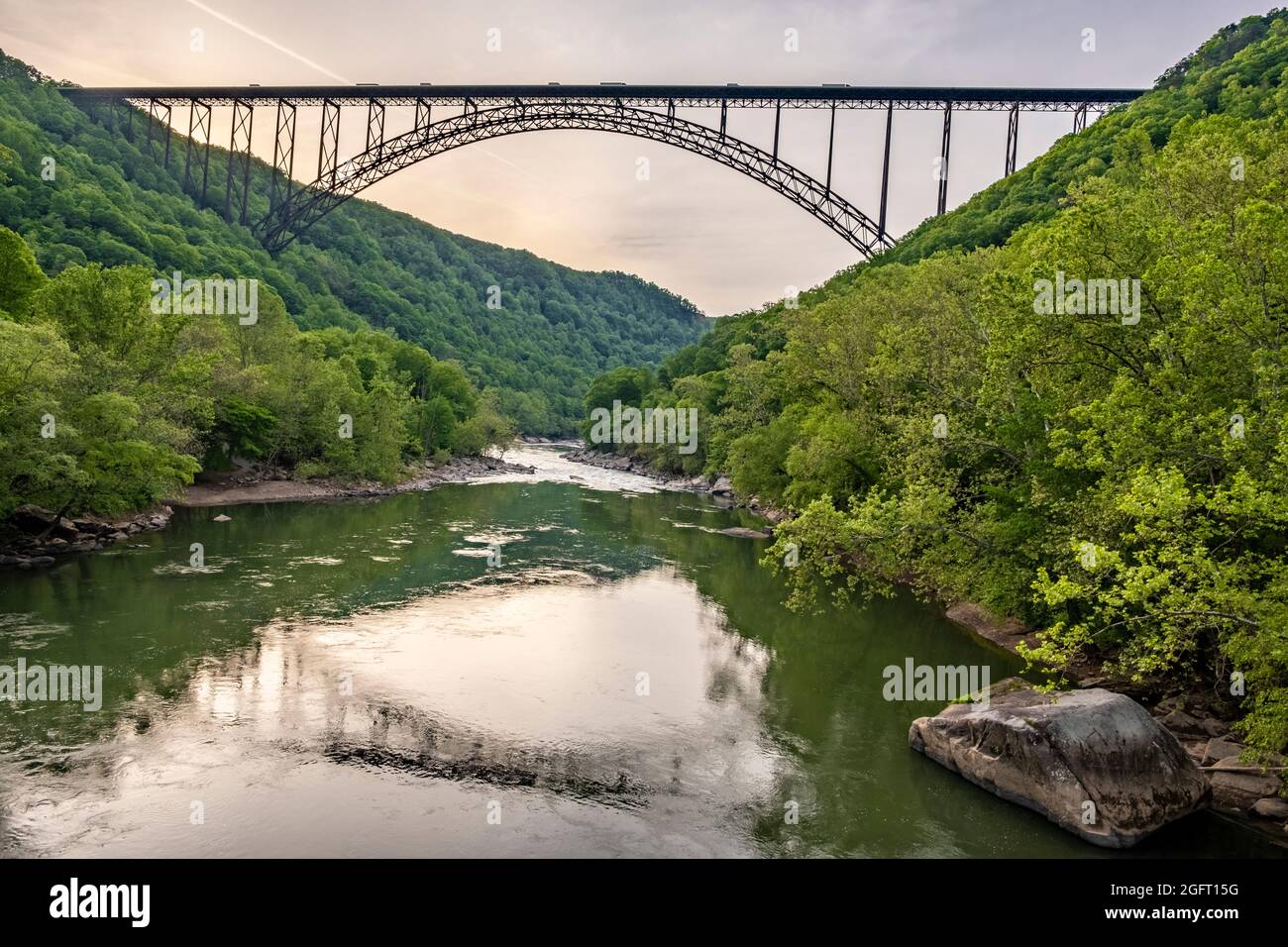 New River Gorge National Park, West Virginia.  New River Gorge Bridge, US Highway 19. Stock Photo
