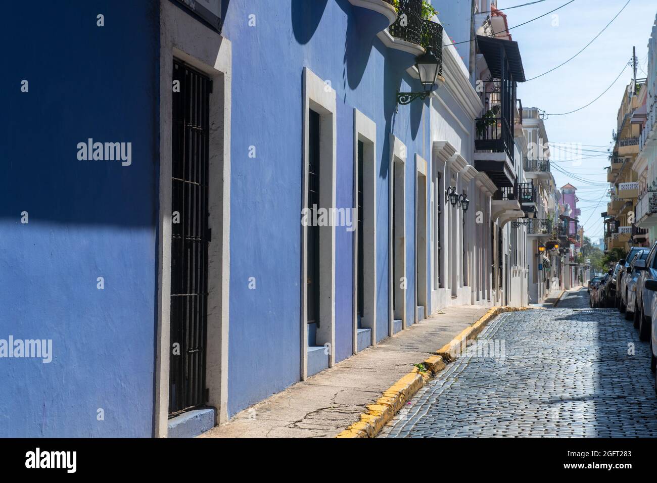 A San Juan street with colorful buildings. - Puerto Rico Stock Photo ...