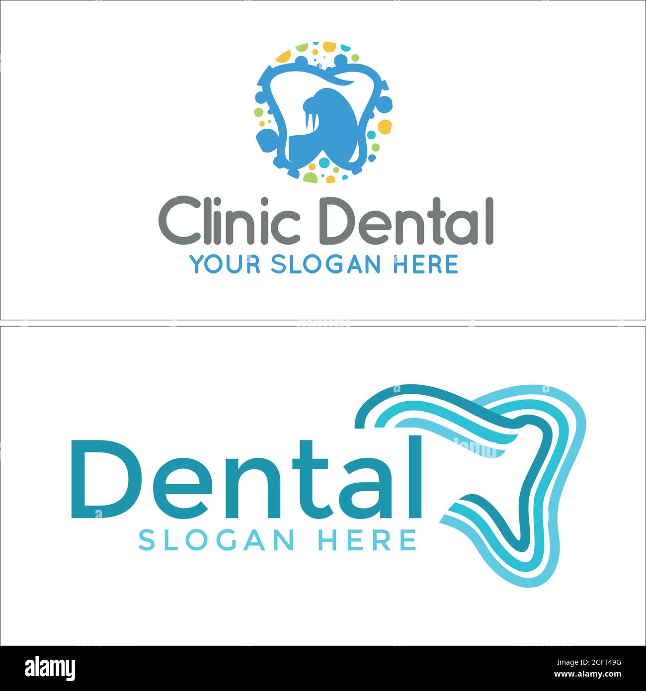 Dental clinic with tooth and walrus logo design Stock Vector
