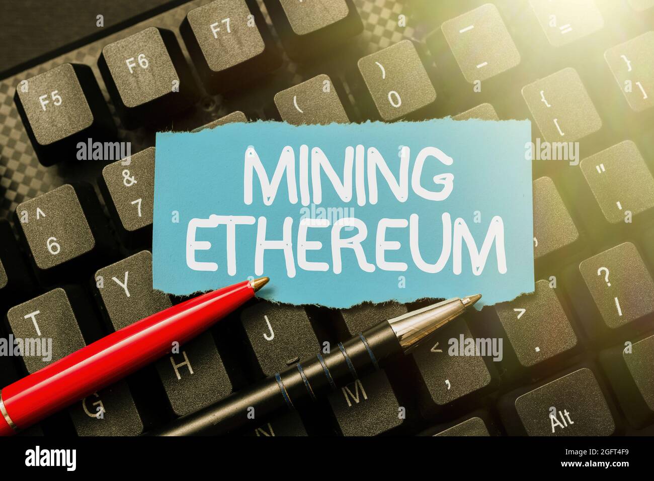 Writing displaying text Mining Ethereum. Concept meaning the process of ...