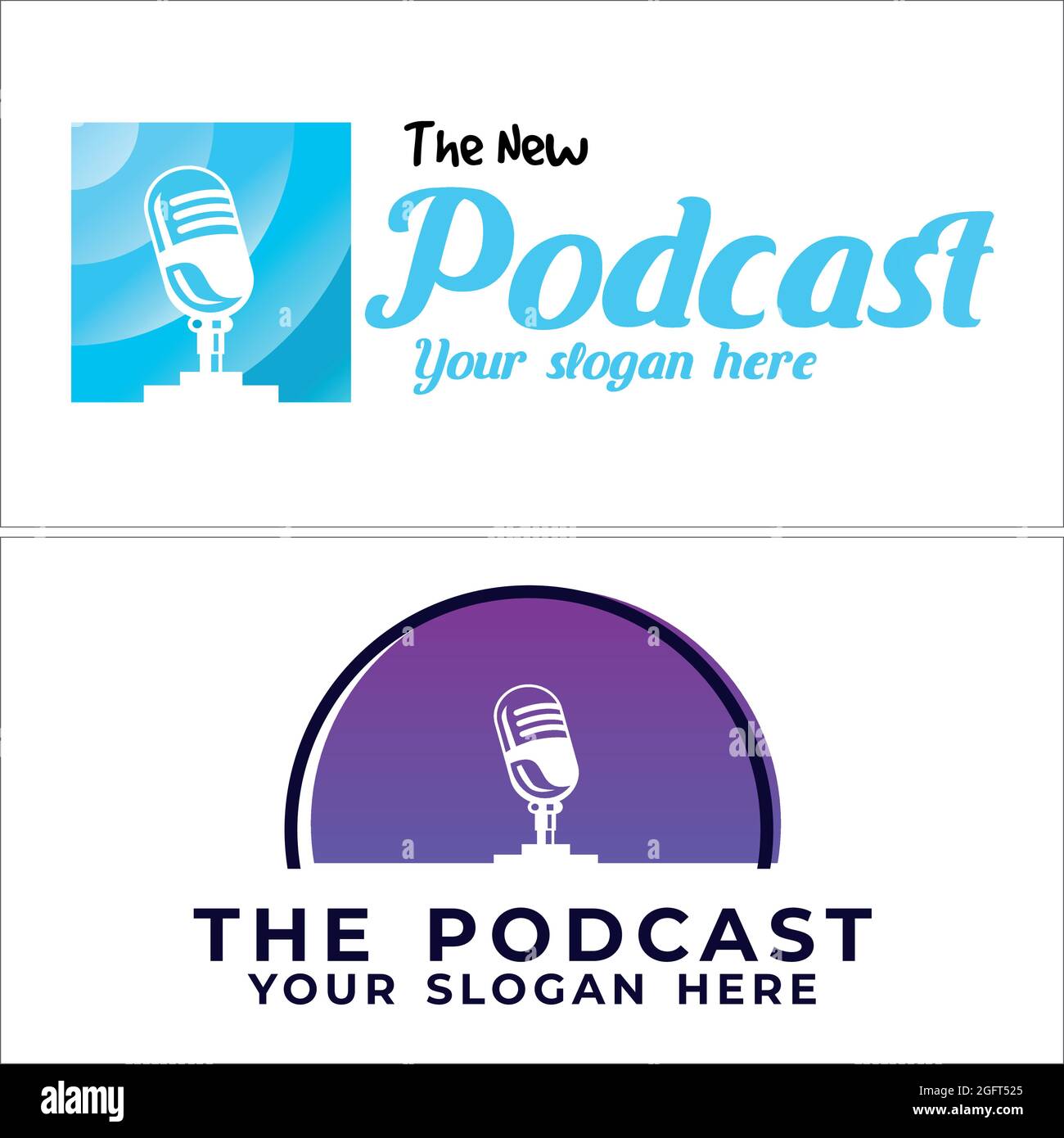podcast with microphone symbol icon vector logo design Stock Vector