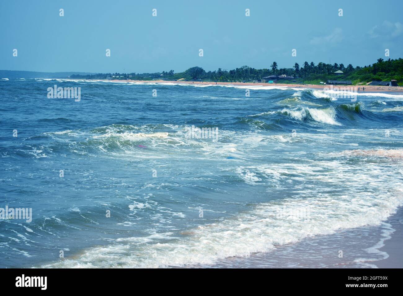 Ocean-Sea Waves and Sky Blue Landscape Background Stock Photo - Alamy