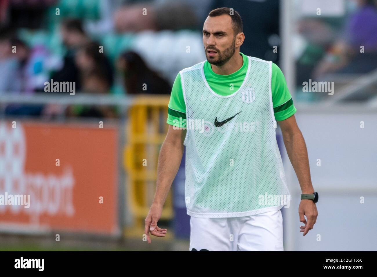 Dublin, Ireland. 26th Aug, 2021. Sergei Zenjov of Flora during the UEFA  Europa Conference League Play-offs, 2nd leg match between Shamrock Rovers  and FC Flora Tallinn at Tallaght Stadium in Dublin, Ireland
