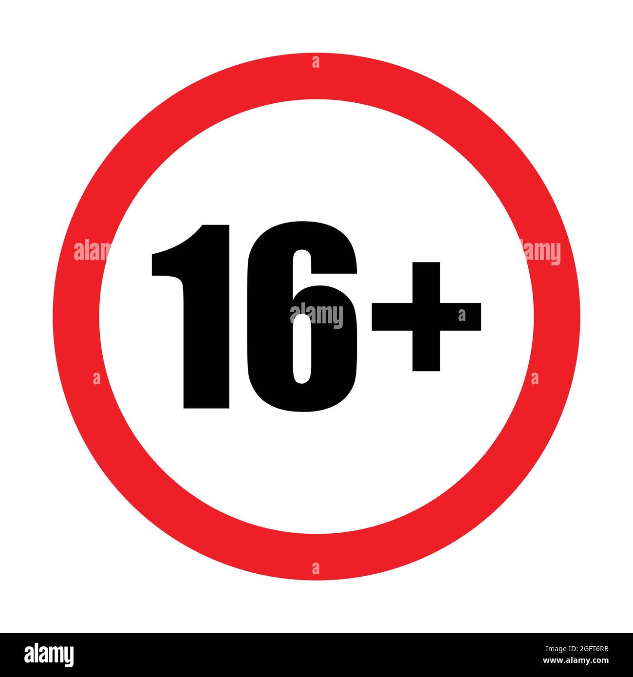 16 plus icon vector under sixteen years prohibition sign, adults-only for your web design, logo, infographic, UI. illustration Stock Vector