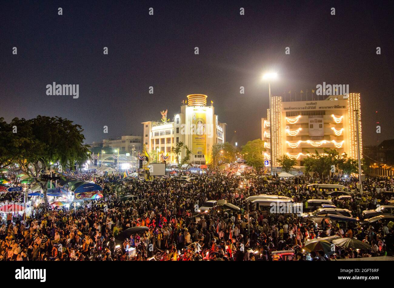 Anti Government Protests in Bangkok, Thailand. December of 2013 Stock Photo