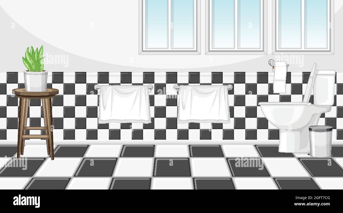 Bathroom interior design with furniture illustration Stock Vector Image ...