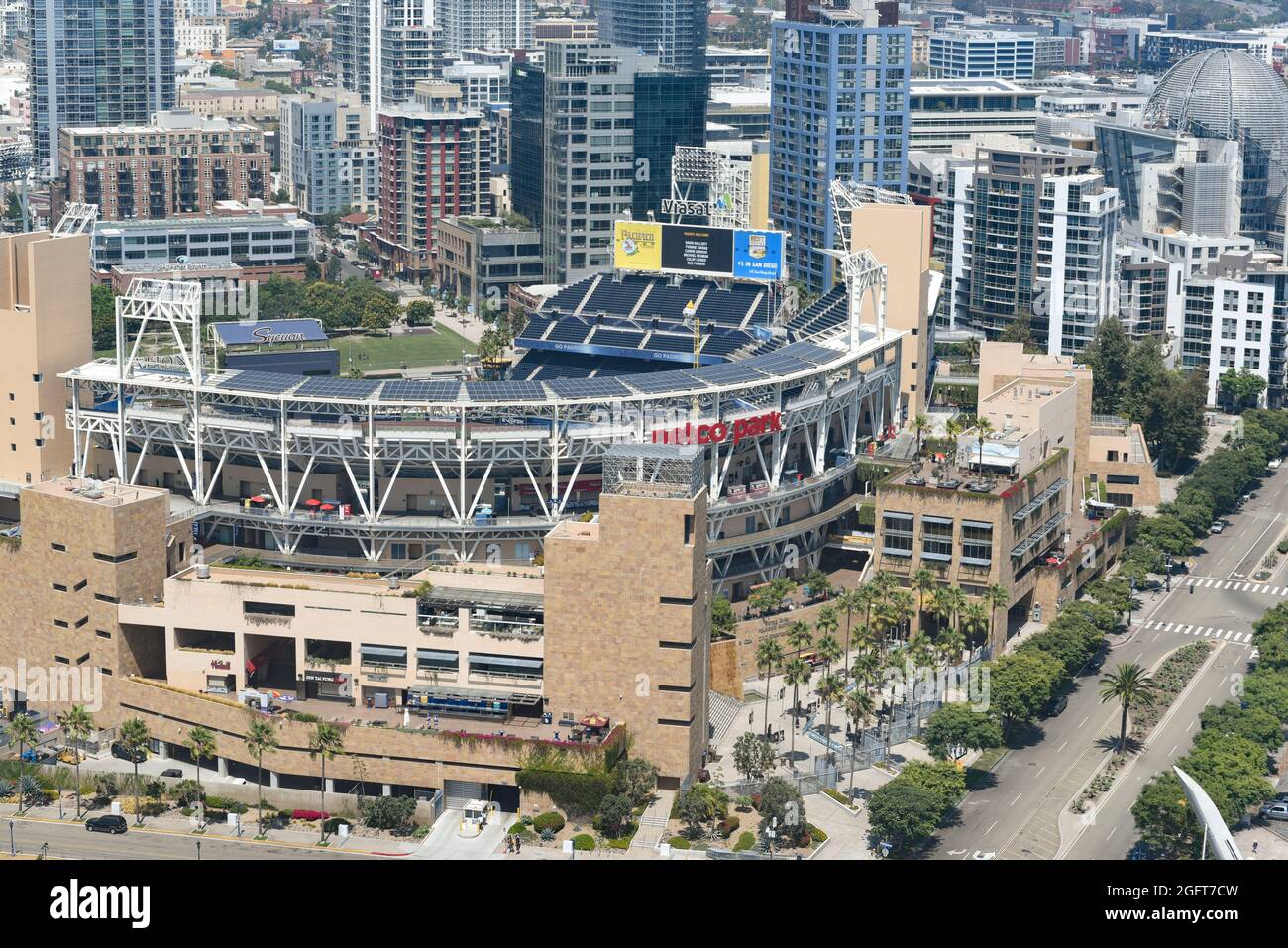 SAN DIEGO , CALIFORNIA - 25 AUG 2021: Petco Field, home of the San Diego Padres of the National League West Division of Major League Baseball. Stock Photo