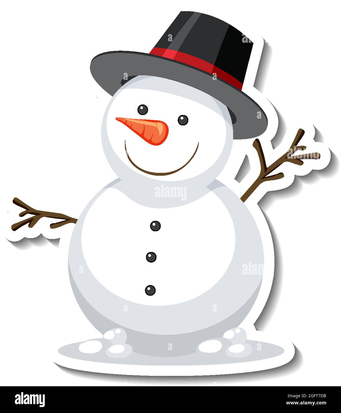 Sticker Template With Snowman Cartoon Character Isolated Illustration Stock Vector Image Art Alamy