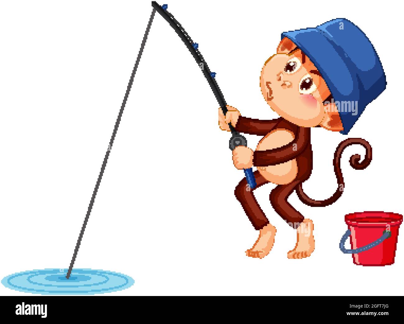 Fishing monkey cartoon character illustration Stock Vector Image & Art -  Alamy