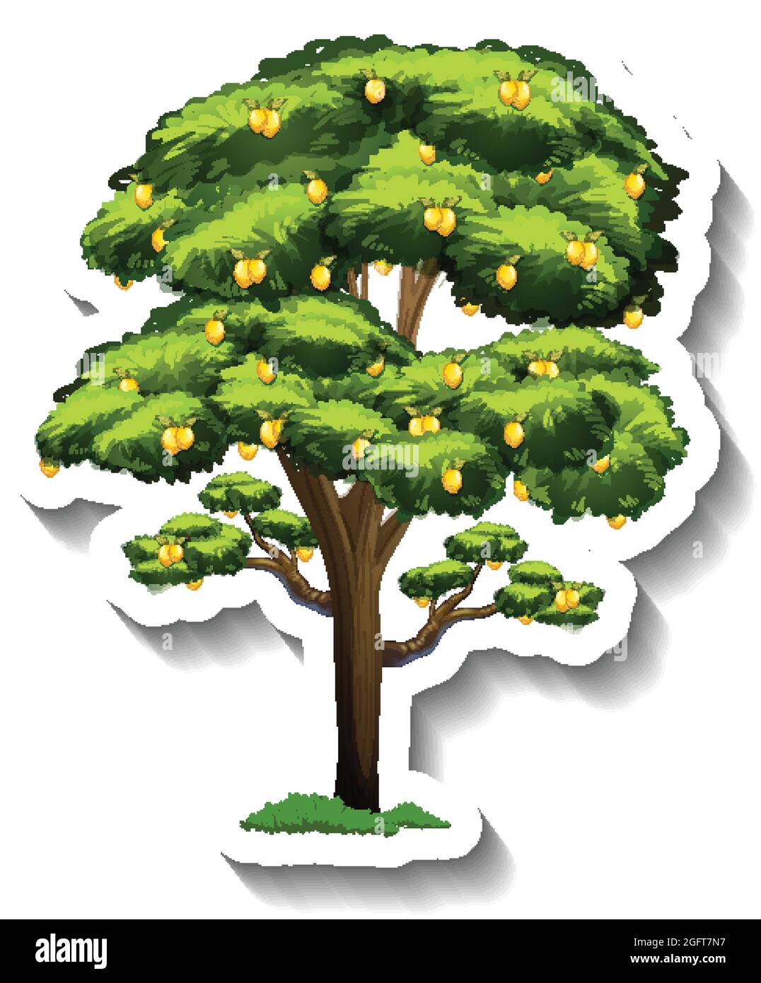 Lemon tree sticker on white background illustration Stock Vector Image ...