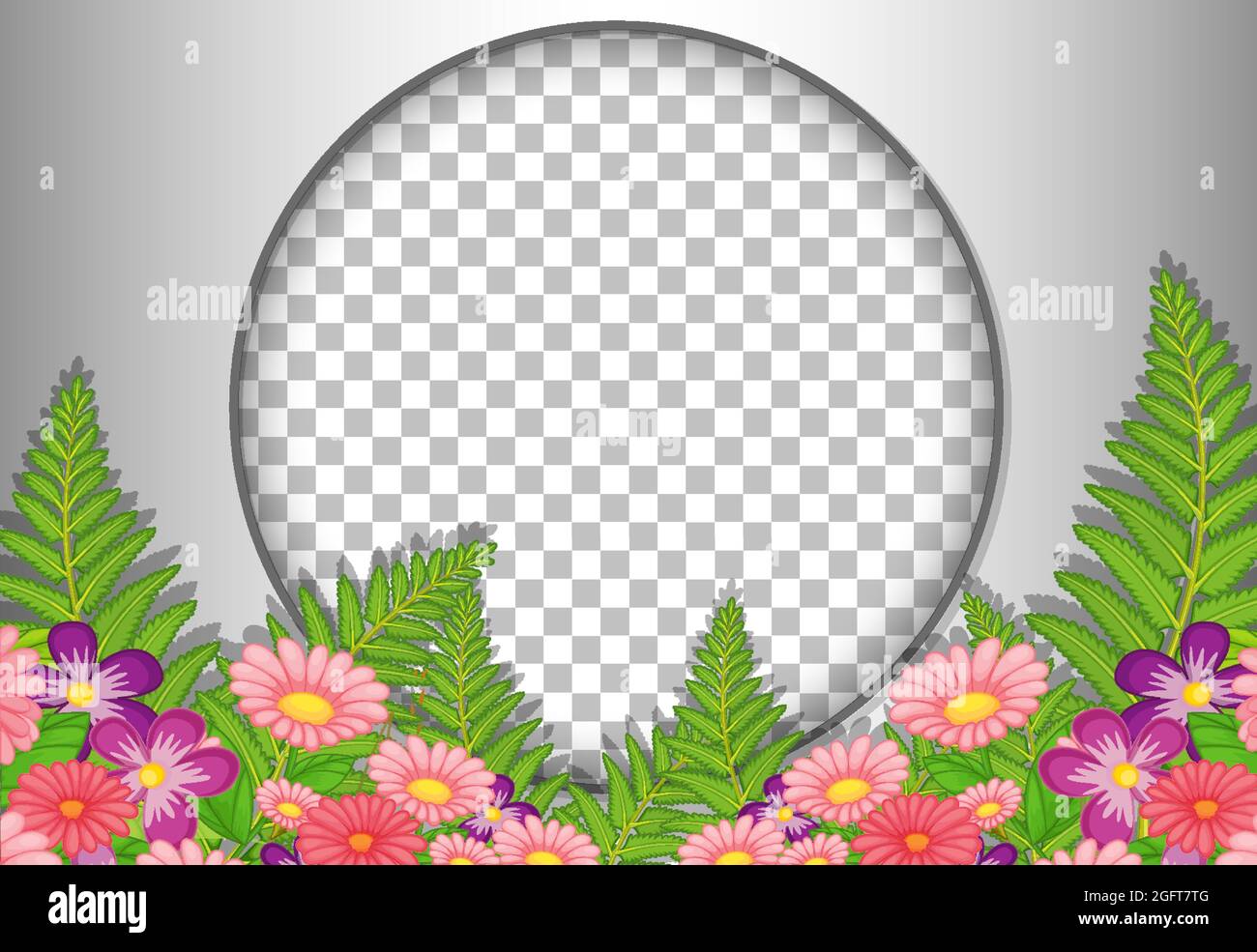 Round frame transparent with tropical flowers and leaves template ...
