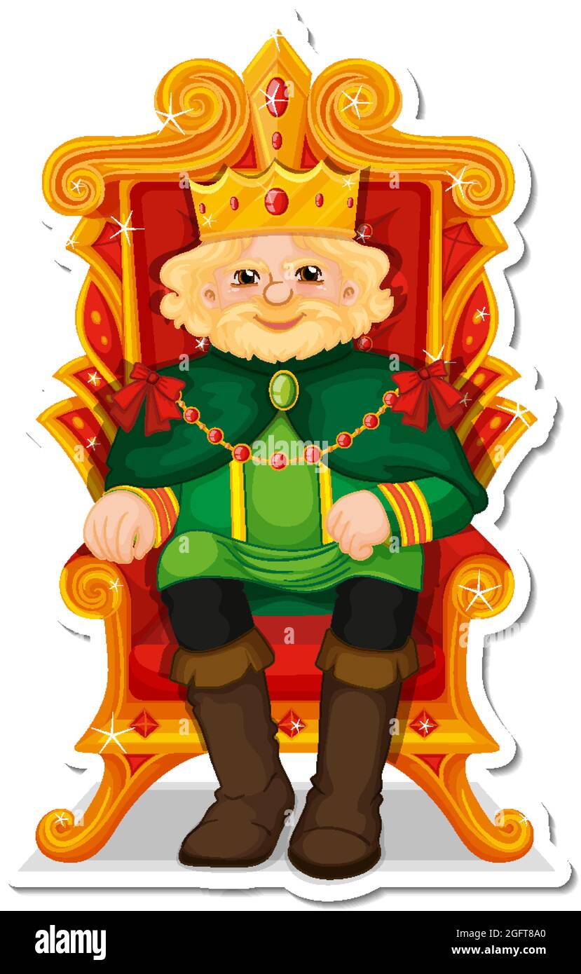 King sitting on throne cartoon character sticker illustration Stock Vector  Image \u0026 Art - Alamy, image size:829x1390