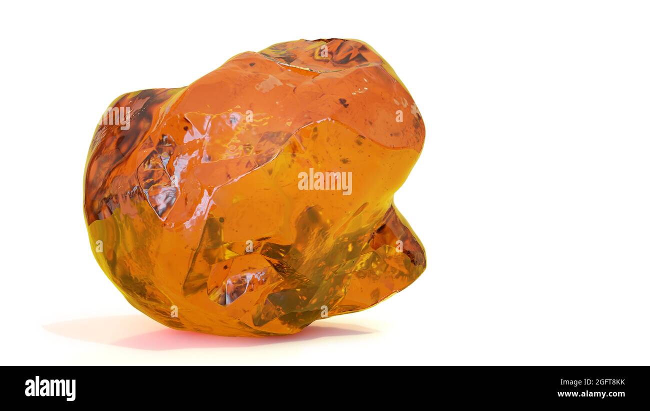 amber, fossilized tree resin isolated with shadow on white background Stock Photo