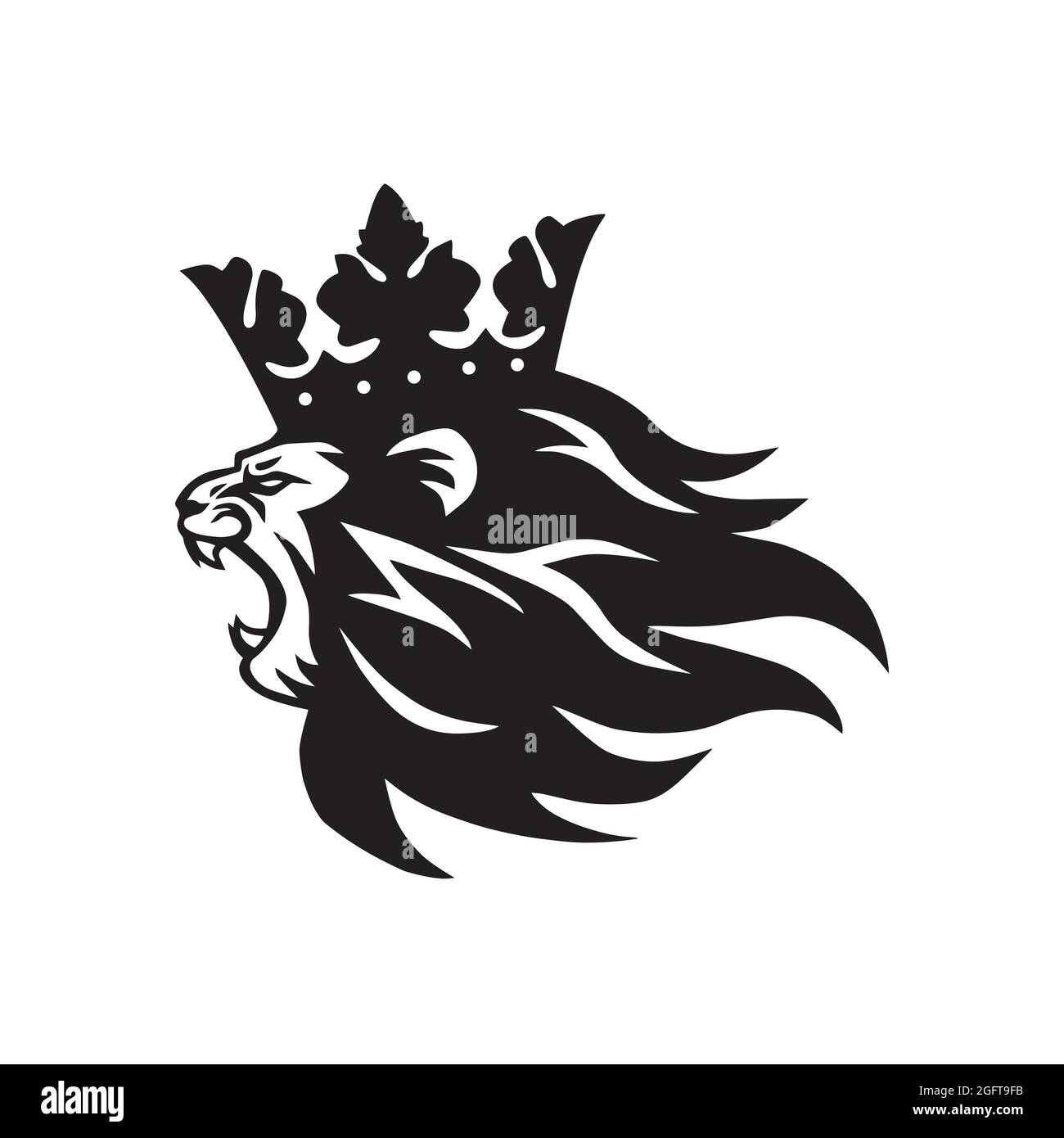 Lion King with Crown Logo Mascot Vector Illustration Stock Vector