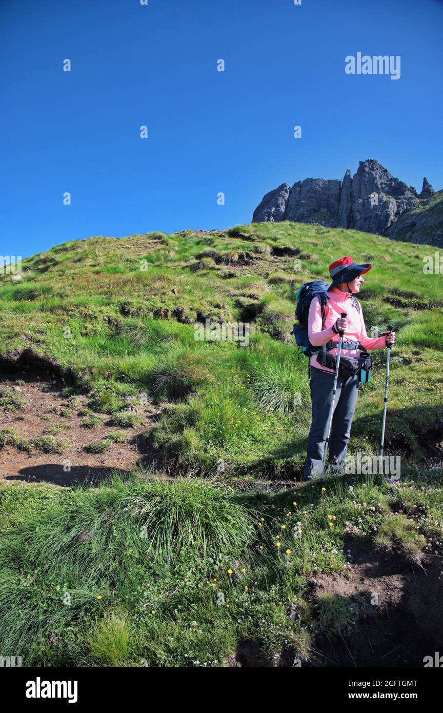 Hiking among amazing rocks of Dolomite mountains in Italy Stock Photo ...