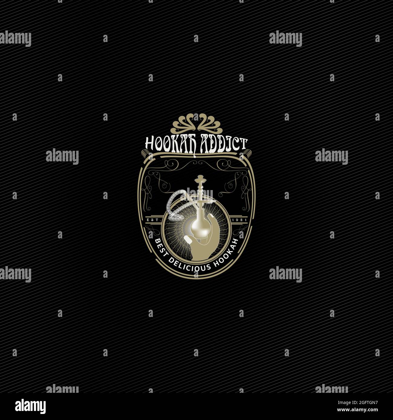 Vector Gold Hookah Illustration on Black Background Stock Vector
