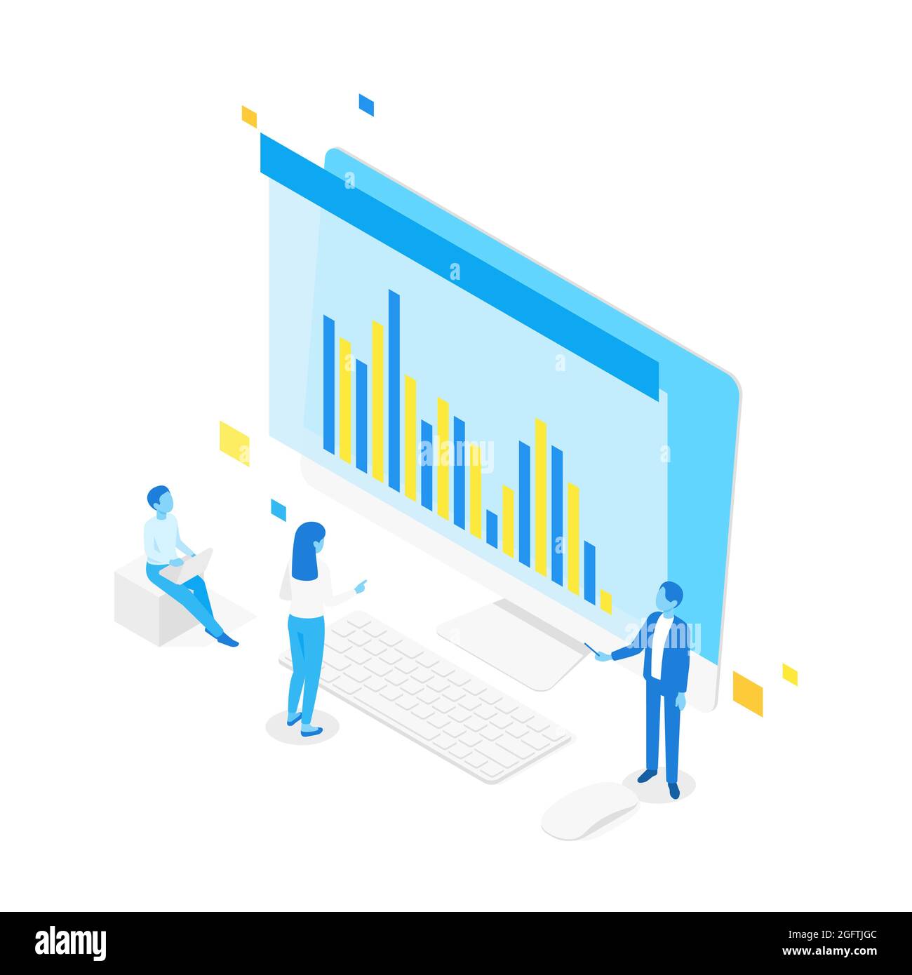 isometric illustration of remote business teamwork Stock Photo - Alamy