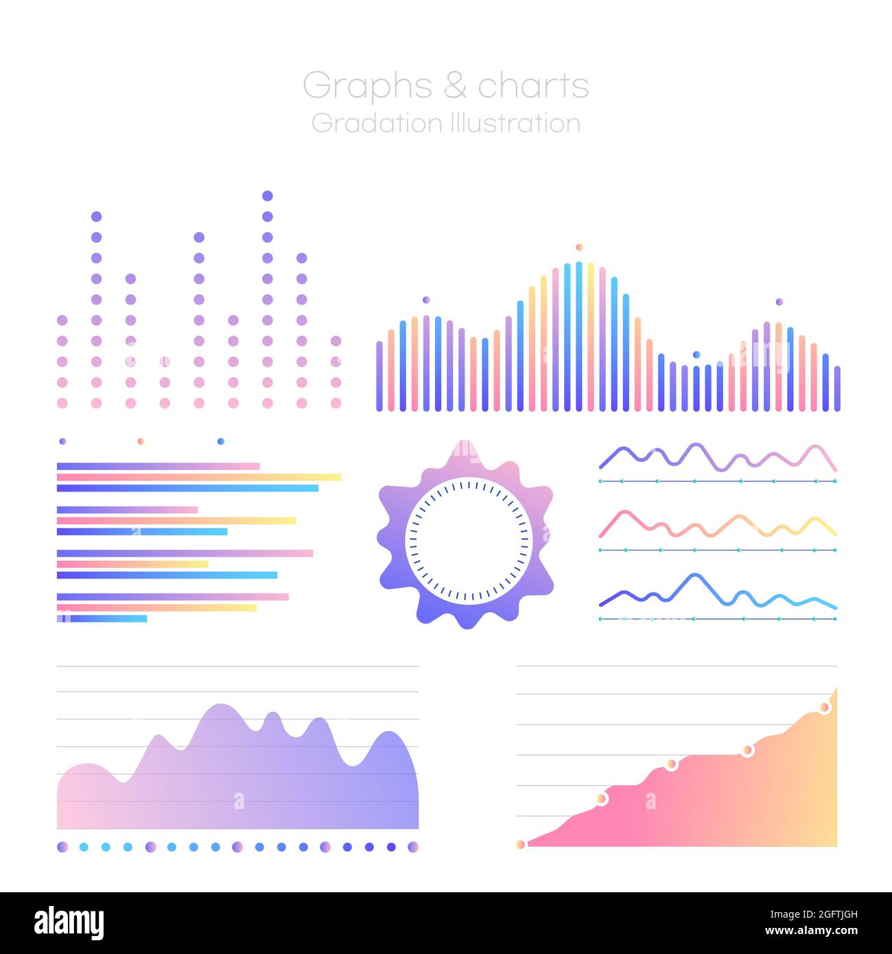 infographics graph, chart, diagram set in gradation colors Stock Photo ...
