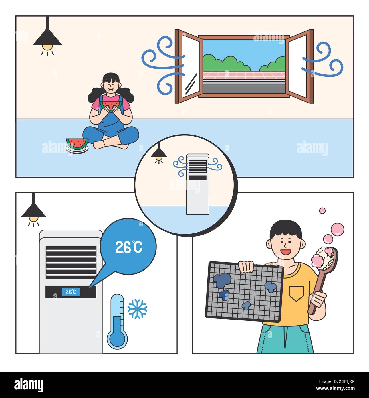 summer precautions for aircon and health Stock Photo Alamy