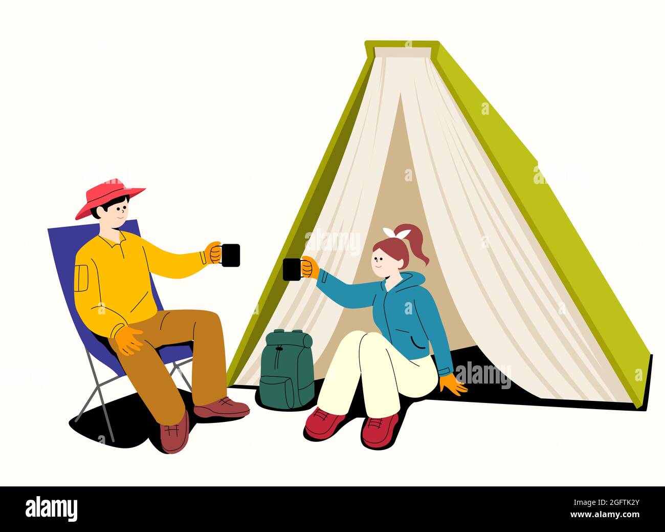 knowhow book genre, couple on camping Stock Photo