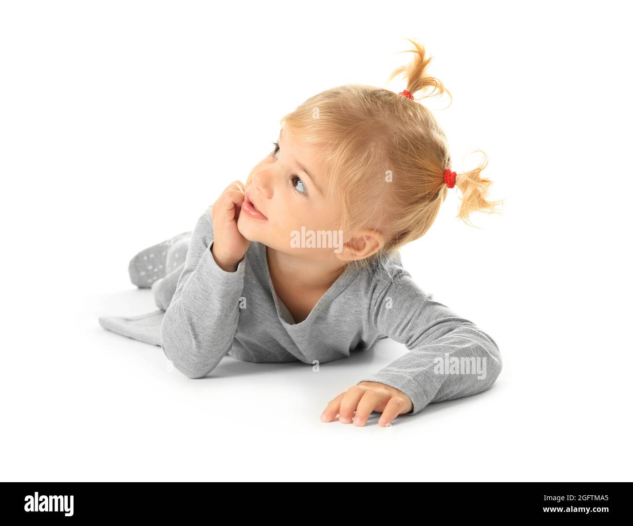 Adorable little girl isolated on white Stock Photo - Alamy