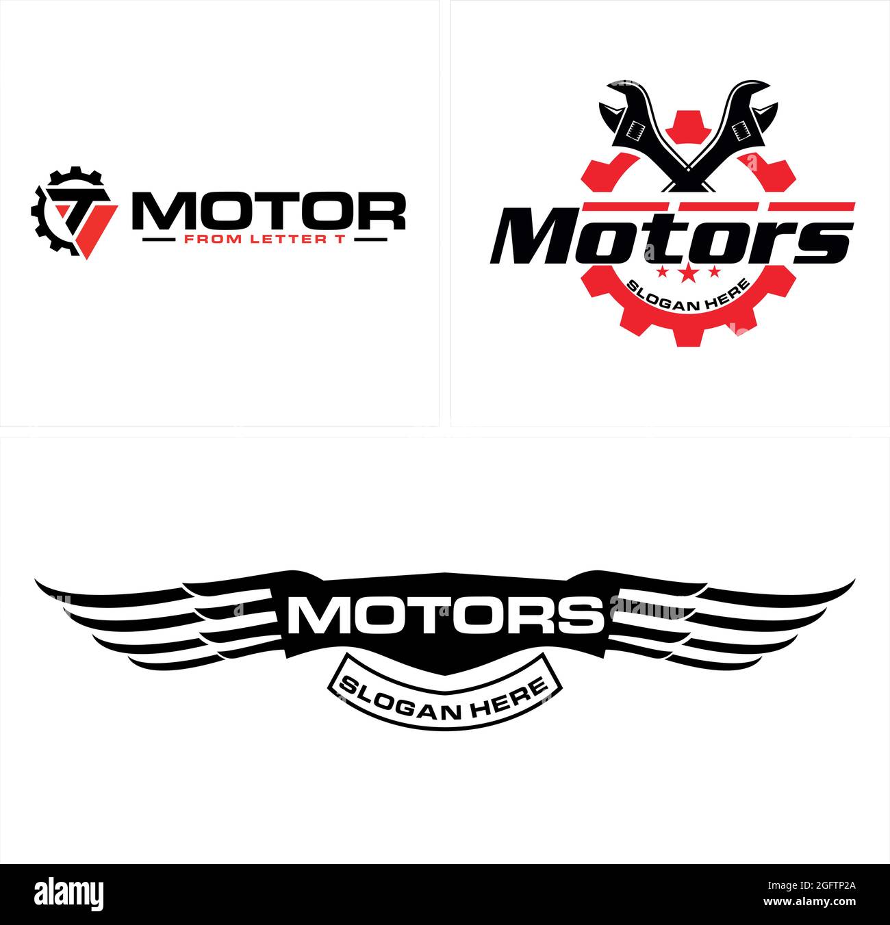 Automotive service motors garage logo design Stock Vector