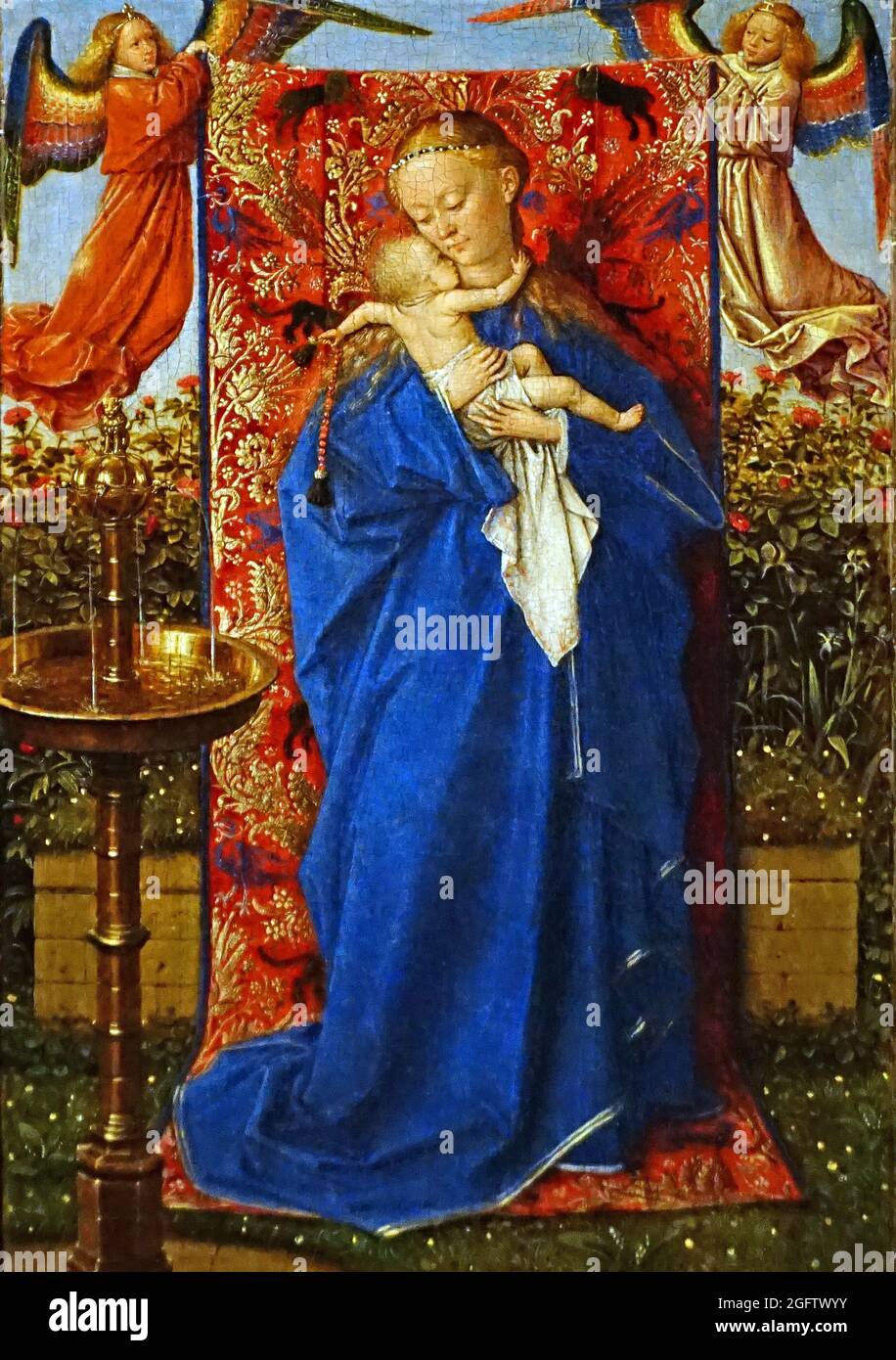 The Madonna at the Fountain,a 1439 oil on panel painting by the early Netherlandish artist Jan van Eyck.(1390-1441) Stock Photo