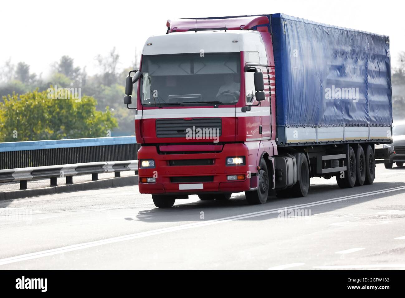 Front of white American cargo truck Stock Photo Alamy